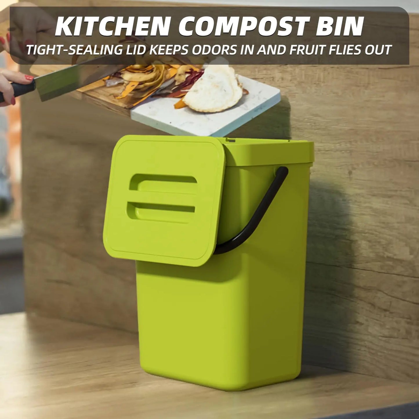 Food Waste Basket Bin for Kitchen, Small Countertop Compost Bin with Lid.