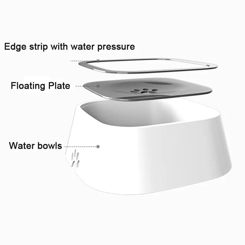 Dog Water Bowl, Floating. 1.5L Slow Drinking Design Anti-Overflow.