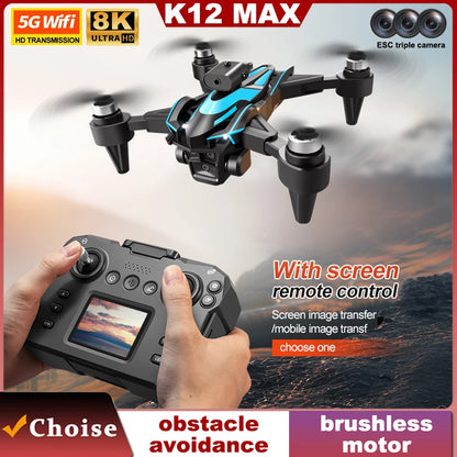 Camera Drone 2024 New K12 MAX 8K Three Camera WiFi FPV Brushless Motors*