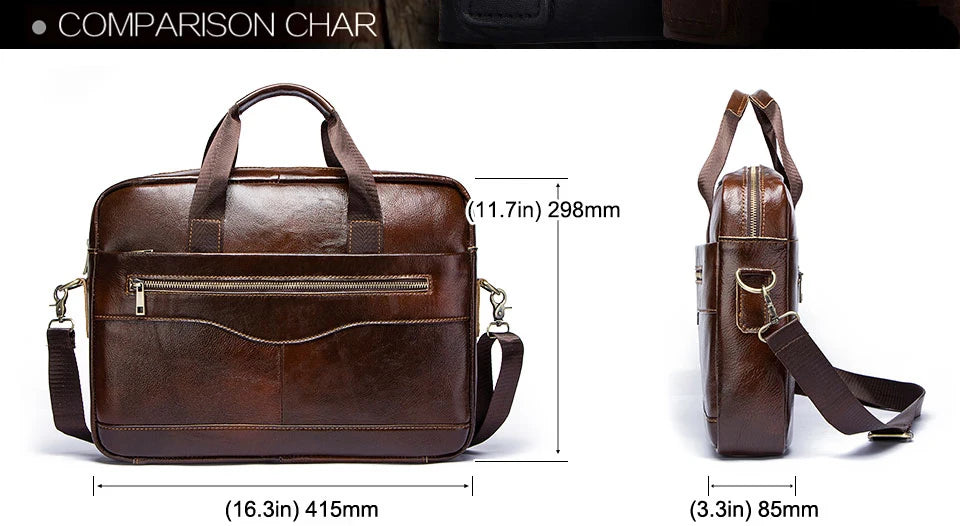 Genuine Leather Briefcase for Laptop High Quality Business Travel Bag