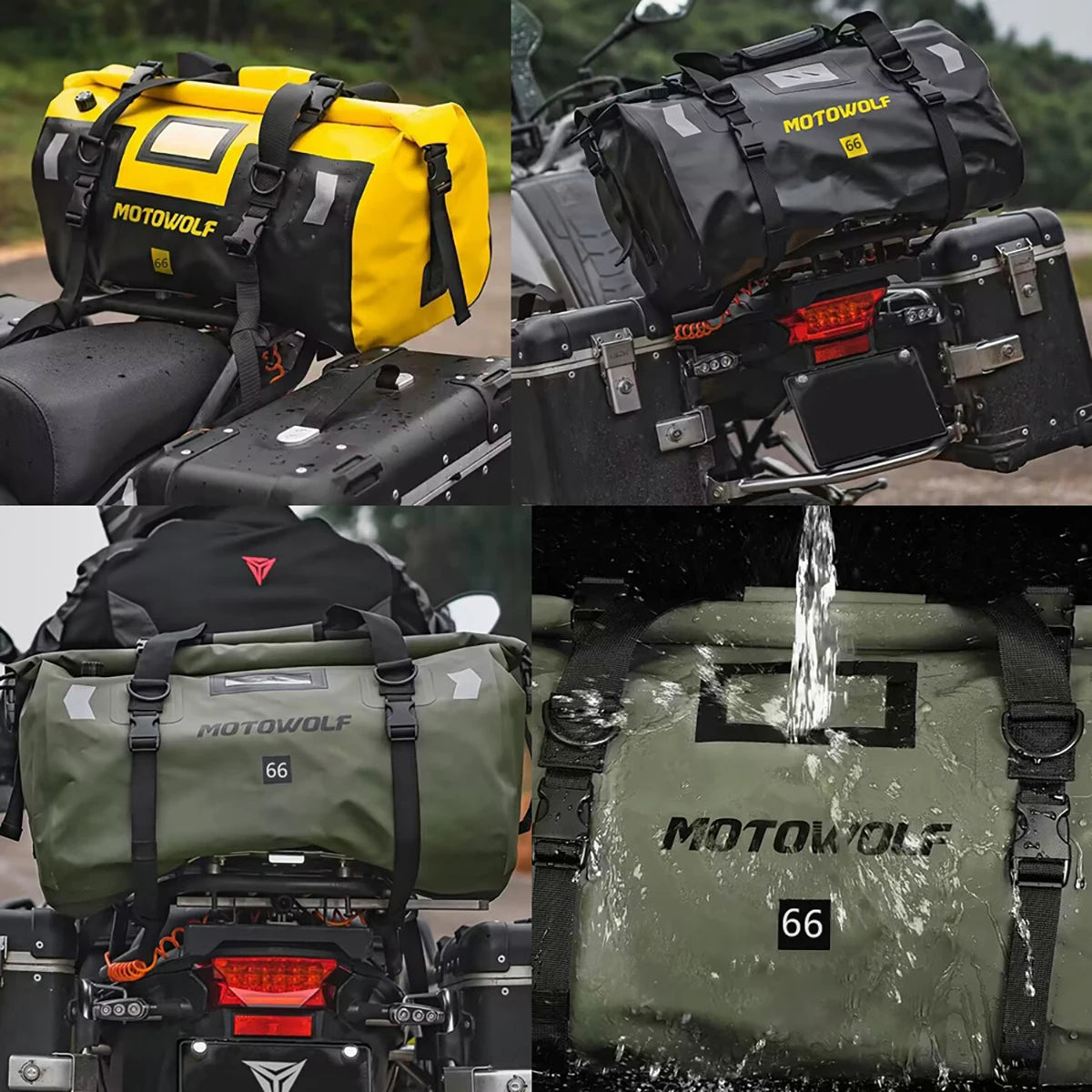 Motowolf Motorcycle Waterproof Tail Bag Dry Luggage 40/66 Ltr.