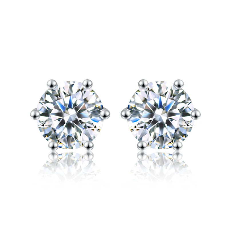 Stud Earrings Moissanite Gemstone 0.5ct-2ct D Colour Certified Moissanite