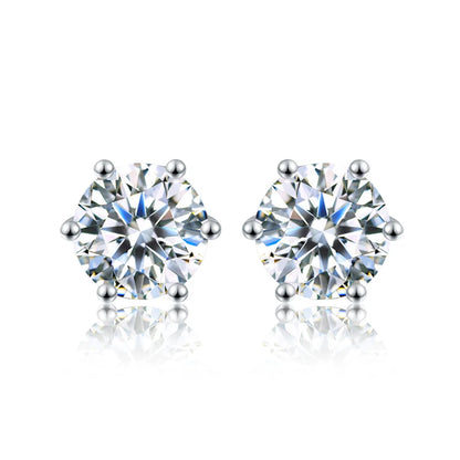 Stud Earrings Moissanite Gemstone 0.5ct-2ct D Colour Certified Moissanite