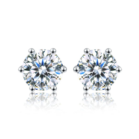 Stud Earrings Moissanite Gemstone 0.5ct-2ct D Colour Certified Moissanite