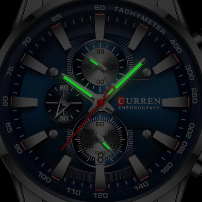 Men's Sport Watches Stainless Steel Quartz Chronograph by CURREN