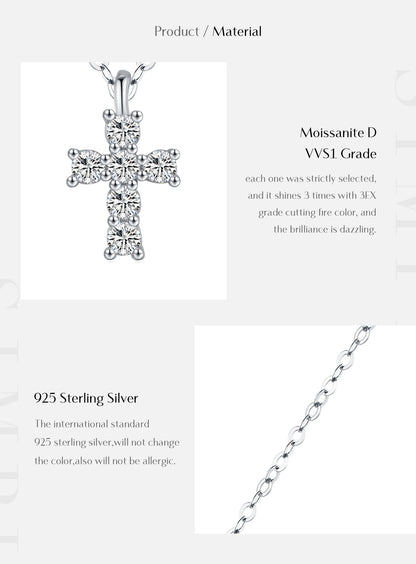 Pendant Necklaces D Colour Moissanite 925 Sterling Silver Cross Link Chain