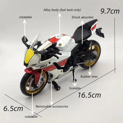 1:12 Diecast Model Yamaha YZF-R1M Motorcycle Model Alloy Motor Cycle