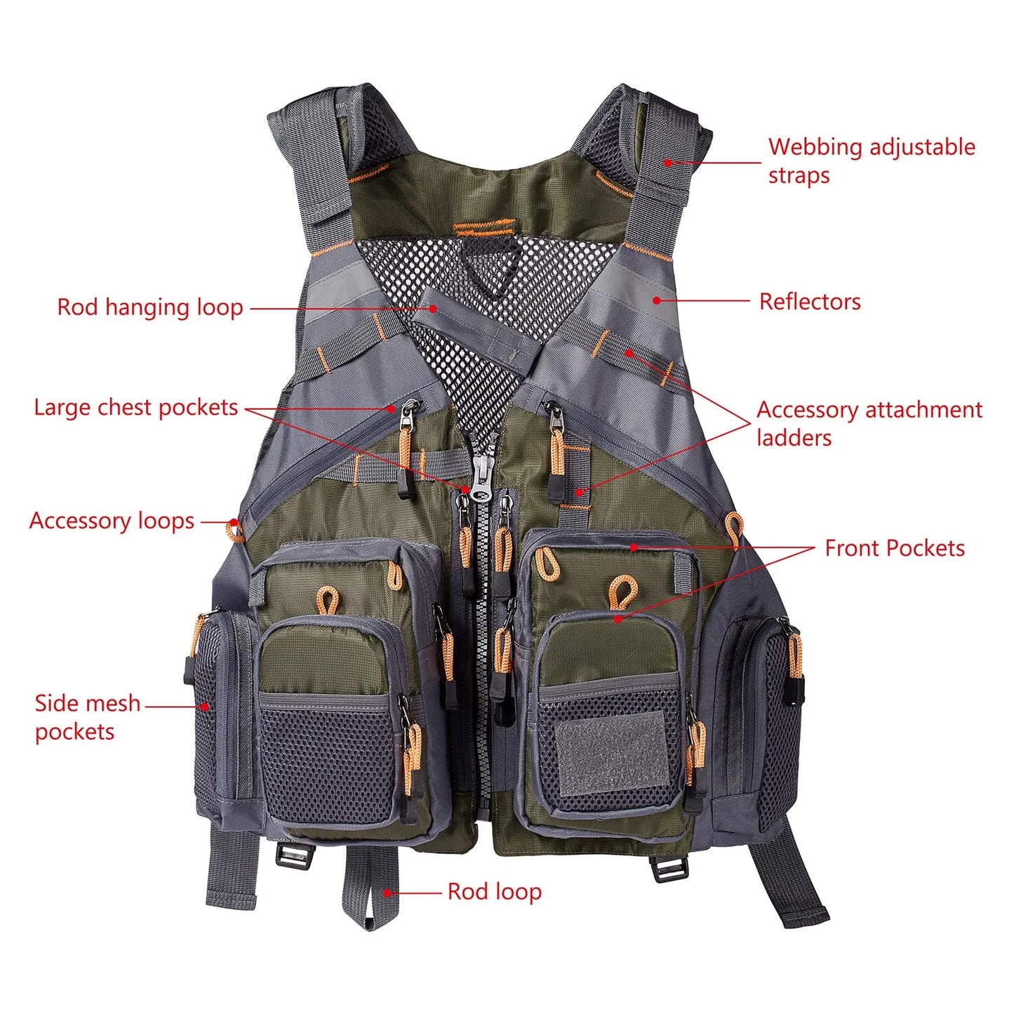 Bassdash Breathable Fishing Vest - Outdoor Sports Fly Fishing Adjustable Vest