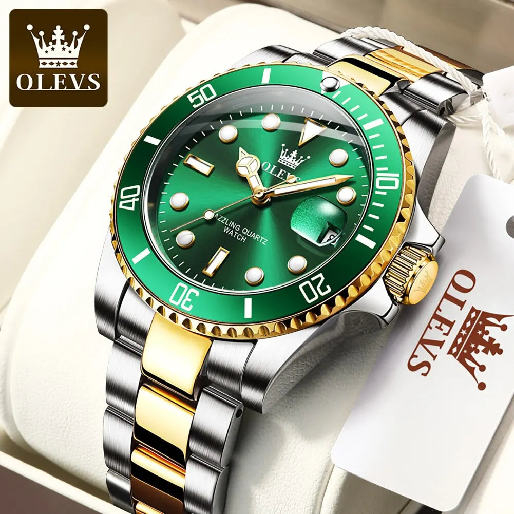 Men Quartz Watch Waterproof Stainless Steel Luxury Luminous Wristwatch