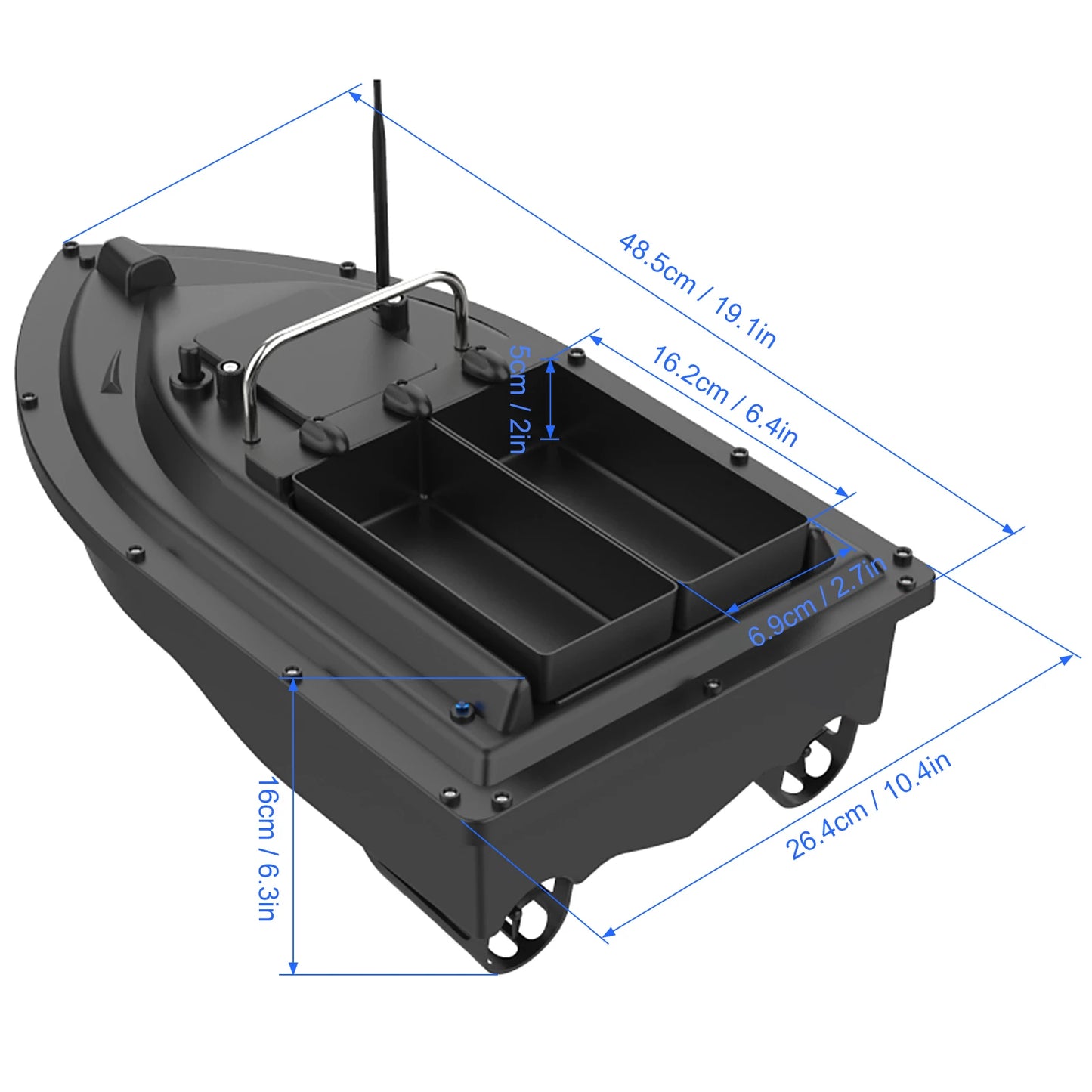 🐟 Bait Boat with Double Bait Containers 400-500m Remote Range 🐟