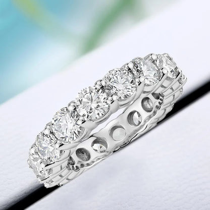 Eternity Ring 925 Sterling Silver Ring D Colour VVS1 Moissanite Gemstones