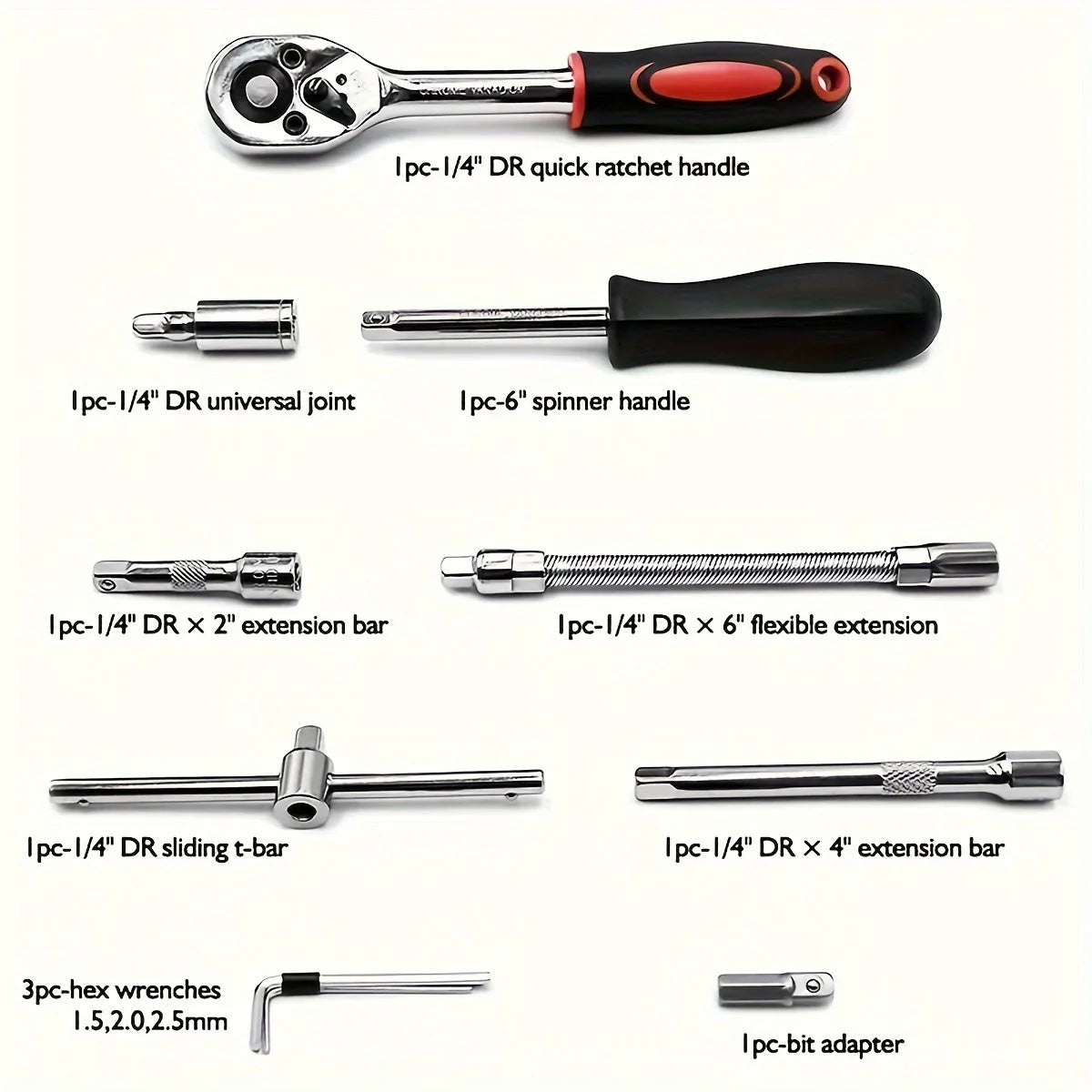 Socket Set Metric 53 PC Drive  Hex Bit Socket Ratchet Wrench Set