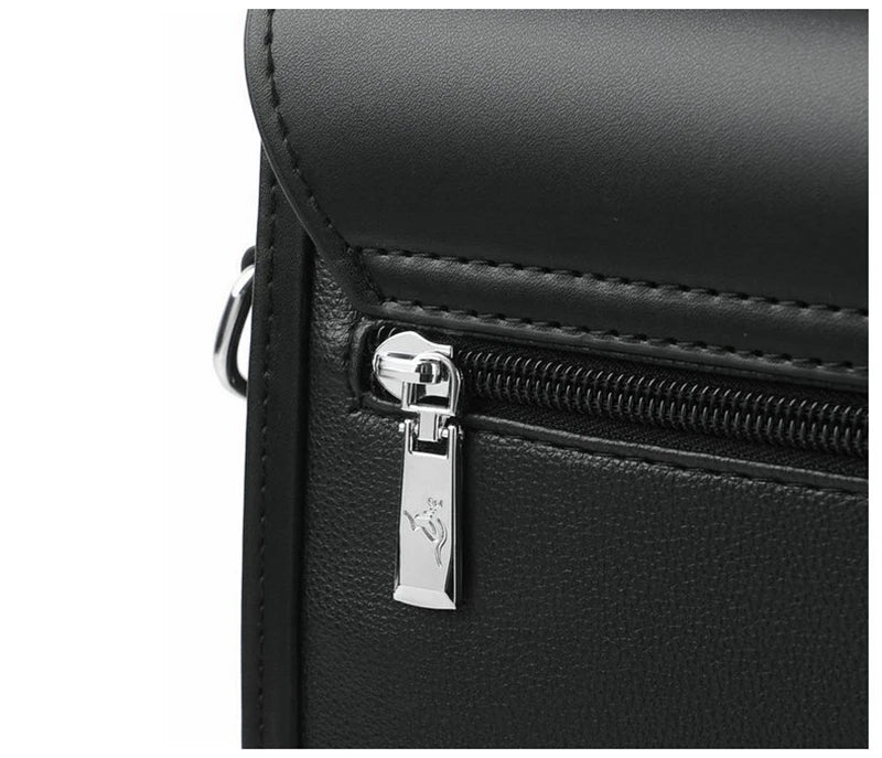 Luxury Briefcase For Business + Shoulder Strap + Top Handle. PU Leather.