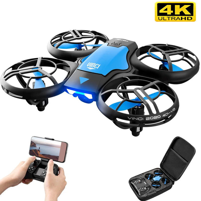 Drone V8 Mini 4K 1080P HD Camera WiFi Fpv Maintains Height Foldable + Case