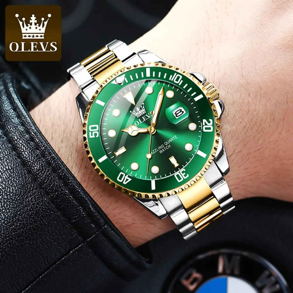 Men Quartz Watch Waterproof Stainless Steel Luxury Luminous Wristwatch