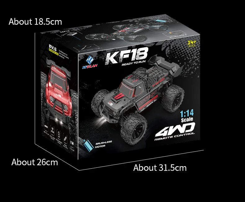 RC Car With LED Light Professional 4WD 2.4G. ZWN KF18 1:14 Brushless