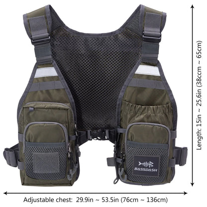 Ultra Lightweight Fly Fishing Vest Chest Pack One Size Fits Most. Bassdash FV08