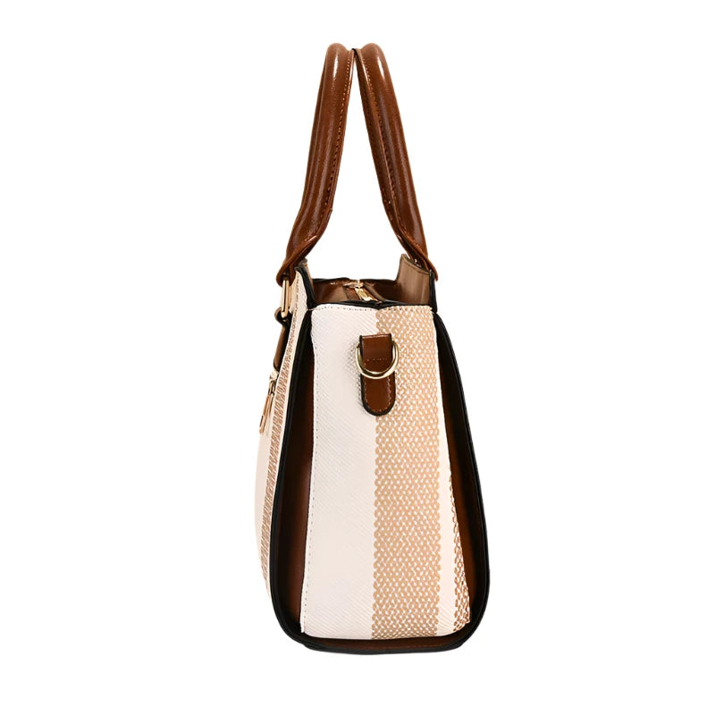 Shoulder Handbag. Stylish retro stripe combination-large capacity