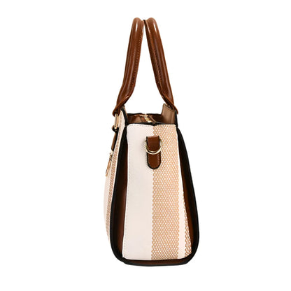 Shoulder Handbag. Stylish retro stripe combination-large capacity