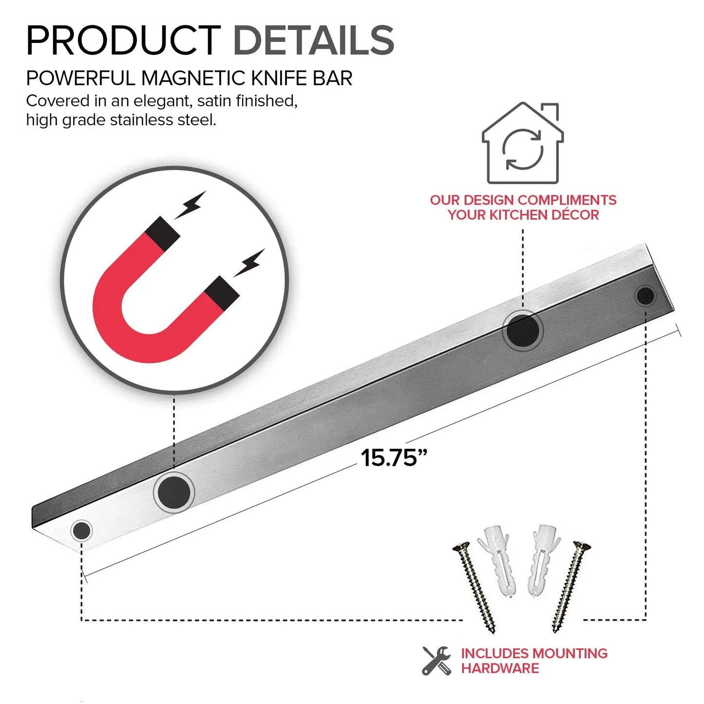 Stainless Steel Knife Stand Magnetic Knife Holder Wall Block Storage Rack for Knives Kitchen Accessories Organizer