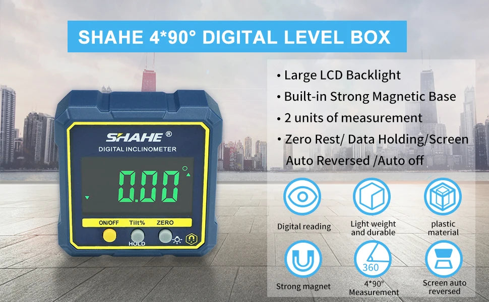 SHAHE Digital Magnetic Protractor Inclinometer Level Angle Finder;