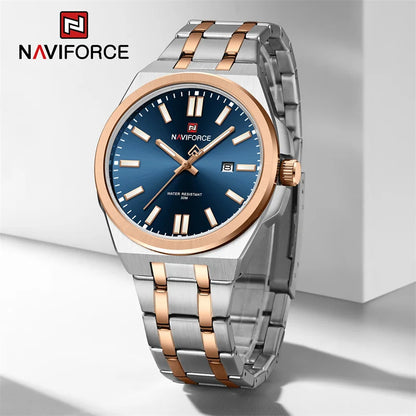 NAVIFORCE Quartz Watch For Men Stainless Steel Waterproof Date Wristwatch