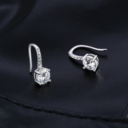 D Colour Luxury Moissanite Hook Earrings 925 Sterling Silver Classic Drop Earrings