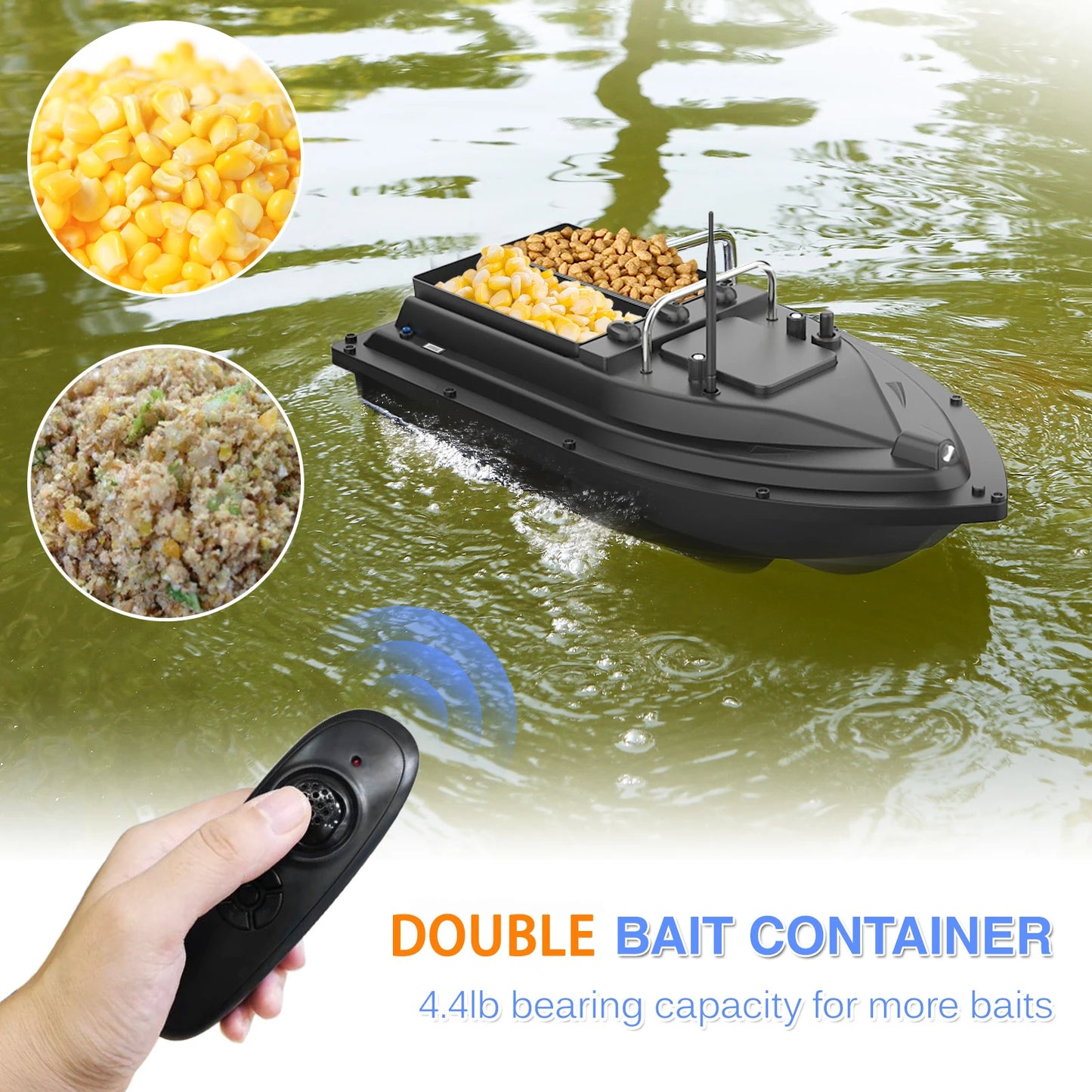 🐟 Bait Boat with Double Bait Containers 400-500m Remote Range 🐟