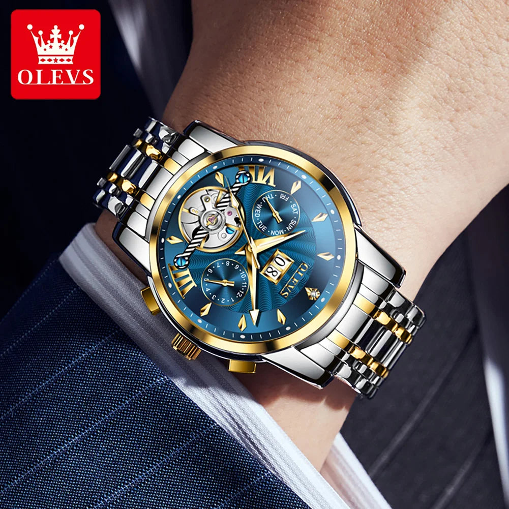 Men's Watch OLEVS 9965 Hollow Automatic Movement Waterproof Luminous