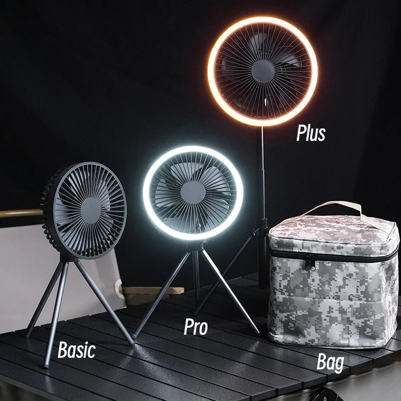 Power Bank, Fan and LED Light. Rechargeable Wireless Fan.