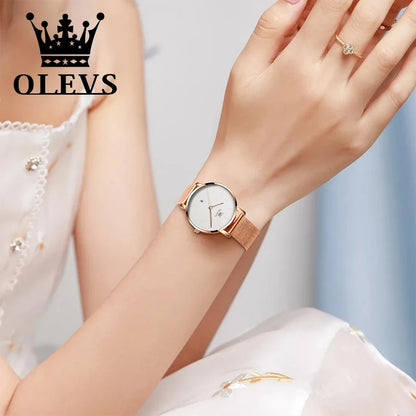 OLEVS Luxury Fashion Quartz Women's Original Mesh Belt Elegant Waterproof Watch