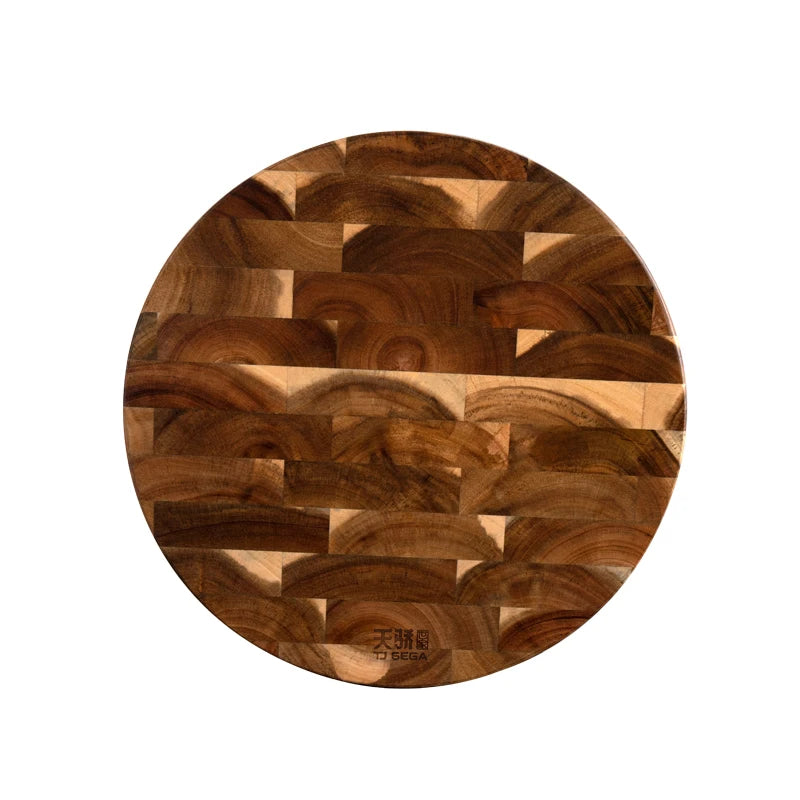 Acacia Wood Cutting Board Round End Grain Chopping Block Double-sided Using Wooden Cheese Butcher Board Food Grade Kitchen Tools