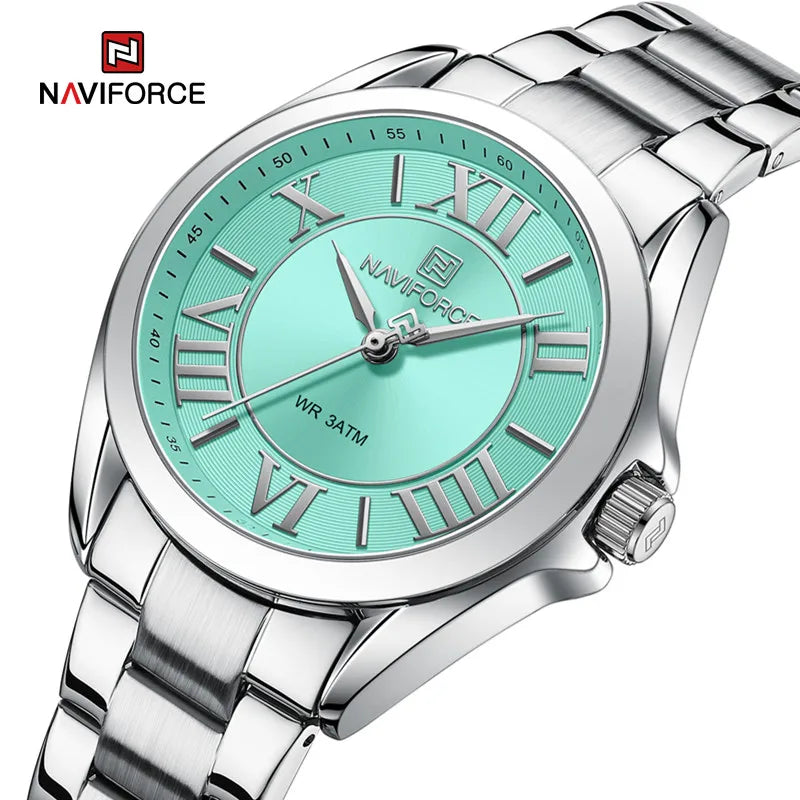 NAVIFORCE Women Quartz Watch Waterproof Steel Band Watch NF5037