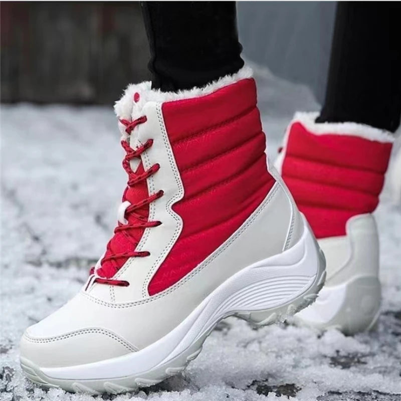 Waterproof Snow Boots Plush Warm Ankle Boots for Women