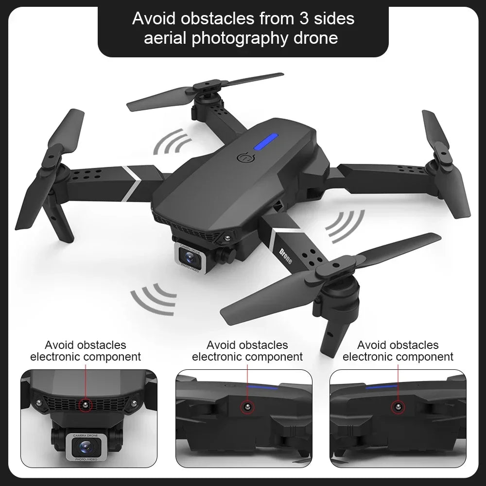 Camera Drone E88 Pro Aerial Photography Three-Axis Gimbal Folding Drone.