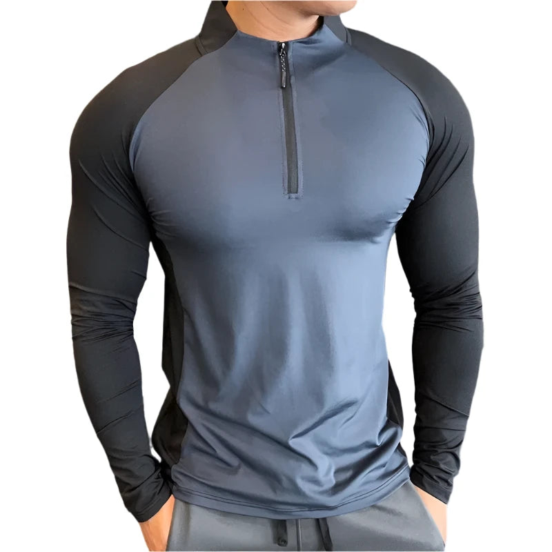 Mens Fitness Training T shirt Gym Workout Compression Sweatshirt