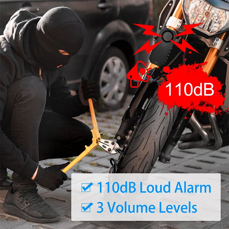 110dB Wireless Bicycle Horn Alarm with Remote Control IP55 Waterproof.