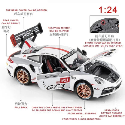 1:24 Porsche 911 GT3 RSR Sports Car Alloy Pull Back & Go Model