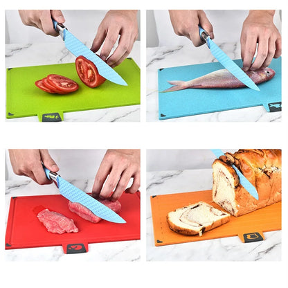 4pcs Color-Coded Cutting Board Set with Holder High-Quality Wheat Straw Perfect for Kitchen and Dining Multi-Use Chopping Block