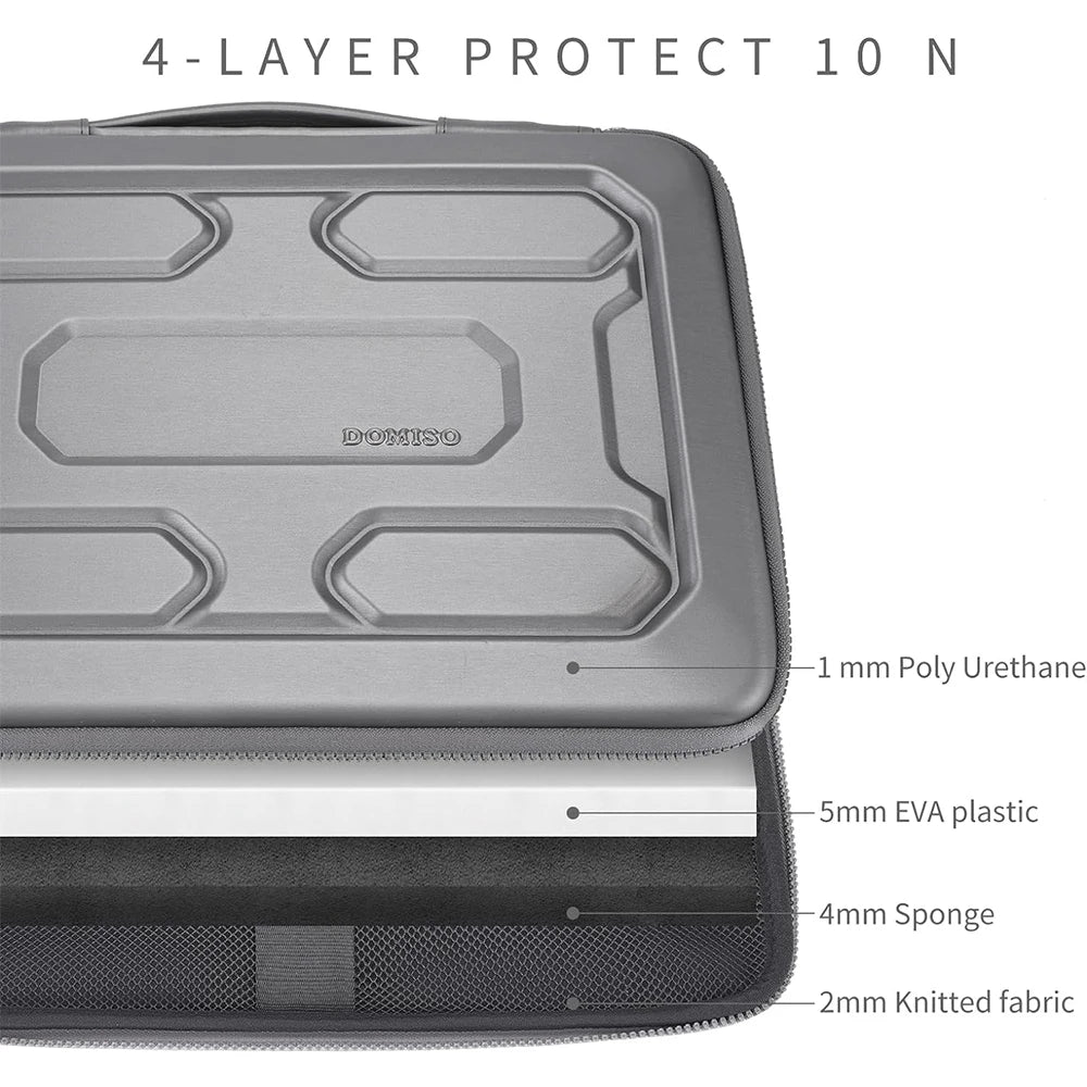 Waterproof Laptop Sleeve with Handle Shockproof EVA Protective Case Silver