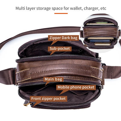 Man Bag Messenger Bag Crossbody 100% Genuine Leather