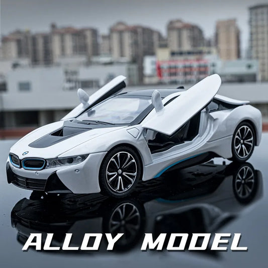 💚 1:24 BMW I8 Supercar Alloy Diecasts Model Car Sound And Light 💚