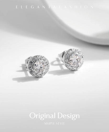 1.00CT Earrings Classic Round Prong Setting D Colour