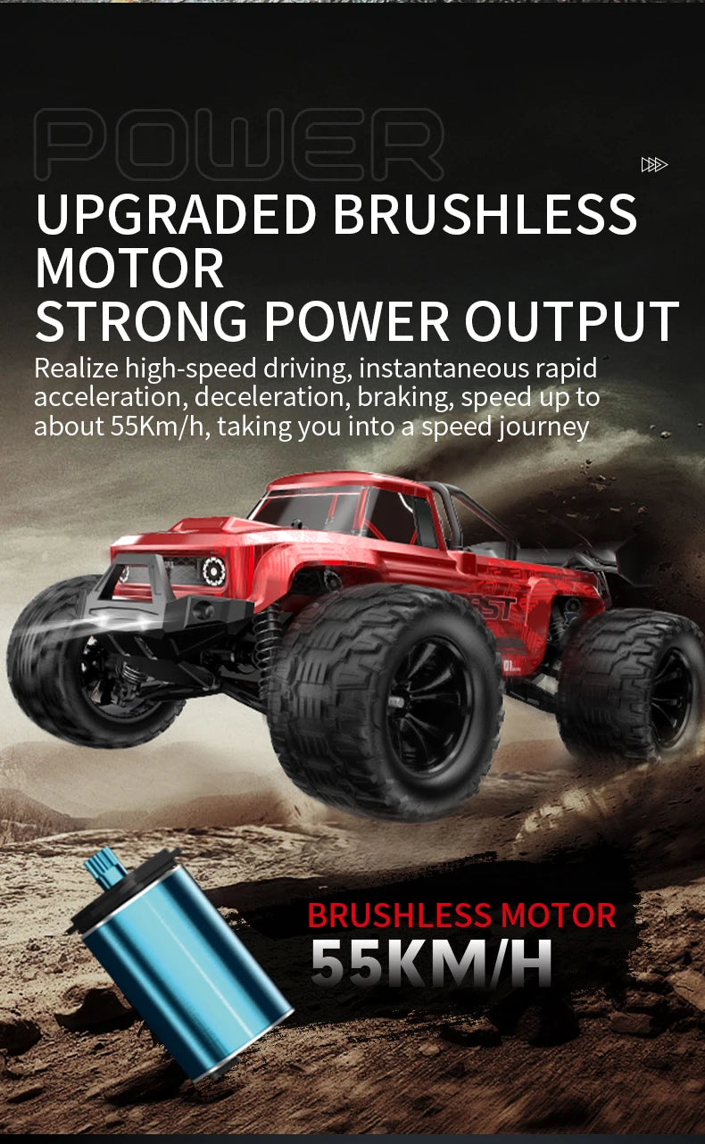 RC Car With LED Light Professional 4WD 2.4G. ZWN KF18 1:14 Brushless