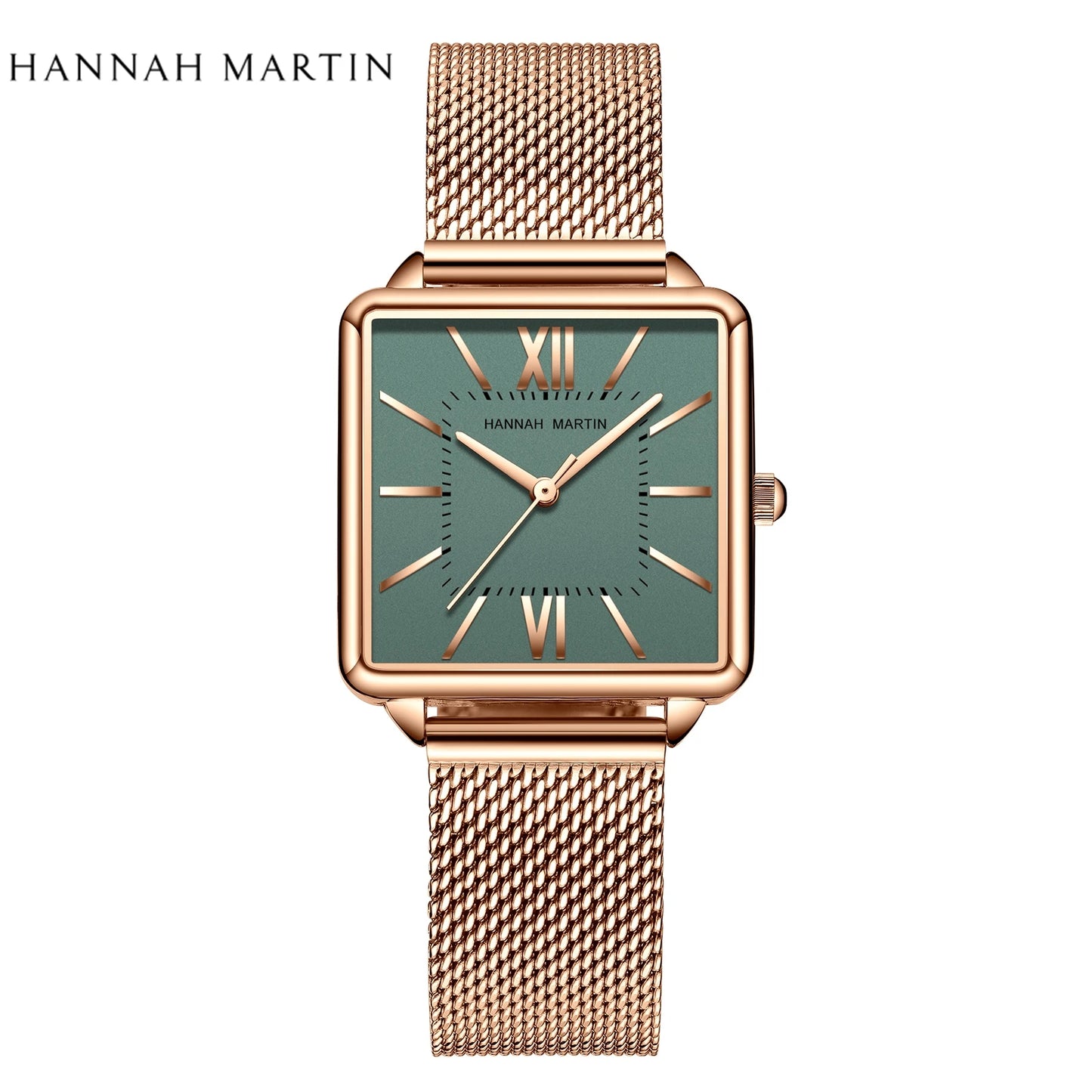 Women's Quartz Watch Square Face + Stainless Steel Strap by Hannah Martin