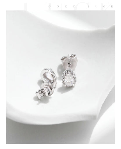 Pear Cut Stud Earrings 925 Sterling Silver Water Drop Lab Diamonds