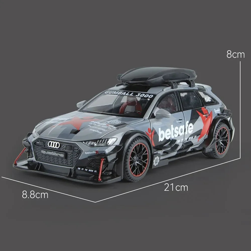 1:24 Audi RS6 DTM Modified Vehicle Alloy Model Wheel Steering Sound and Light*