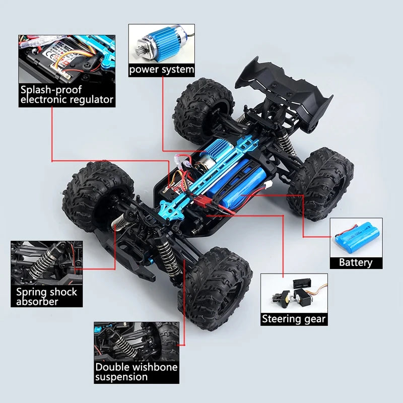 RC Car With LED Light Professional 4WD 2.4G. ZWN KF18 1:14 Brushless