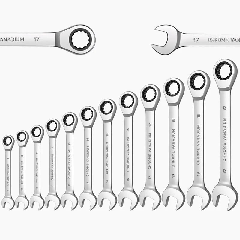 Metric Ratcheting Chrome Vanadium Steel 12-Point Spanner Sets