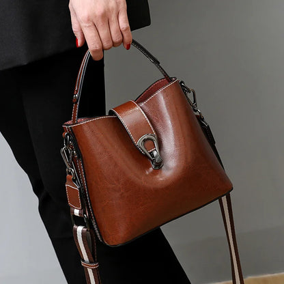 Crossbody Handbag Real Oil Wax Cowhide Leather Handbag. Versatile Handbag.